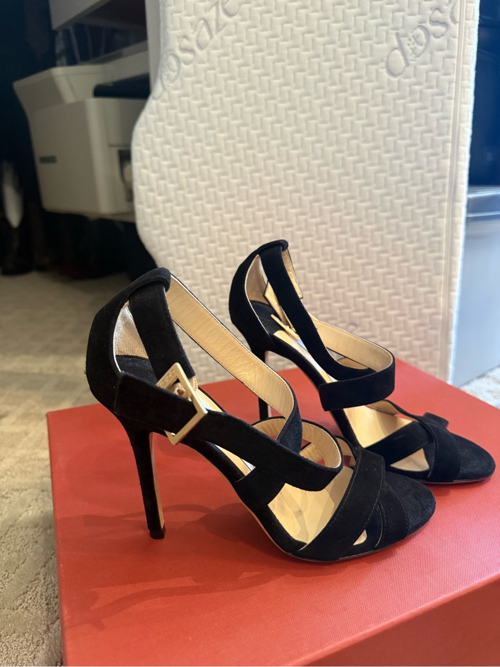 Jimmy Choo Black Suede Strappy Heeled Sandals - Picture 4 of 5